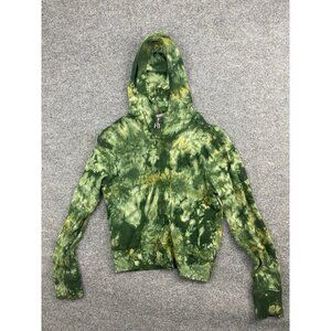 Haley Bob Sweatshirt Women's Large Green Tie Dye Full Zip Hooded Sweatshirt Y2K
